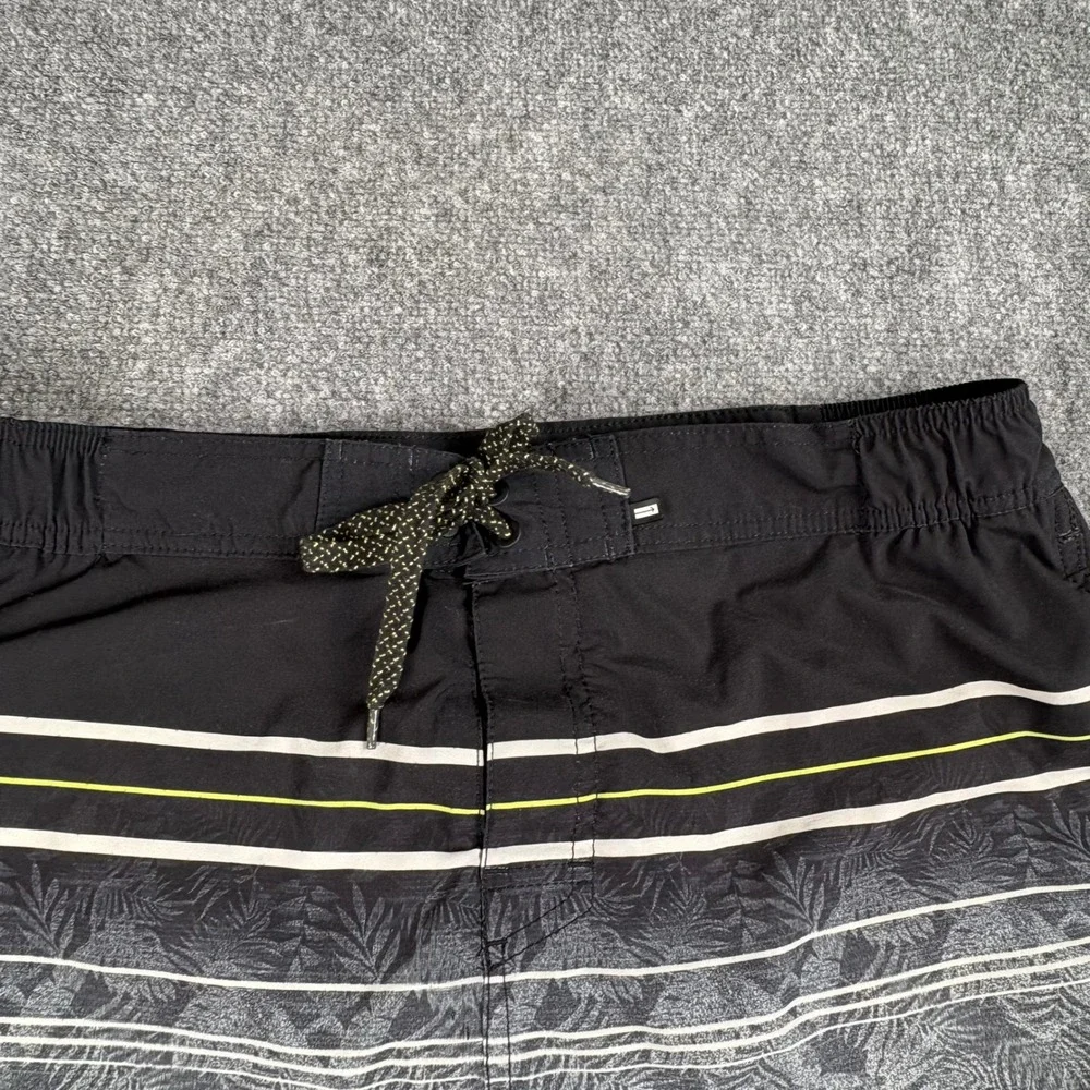 Projek Raw Swim Trunks Mens XL‎ Black Gray Ombre Floral Stripe Board Shorts